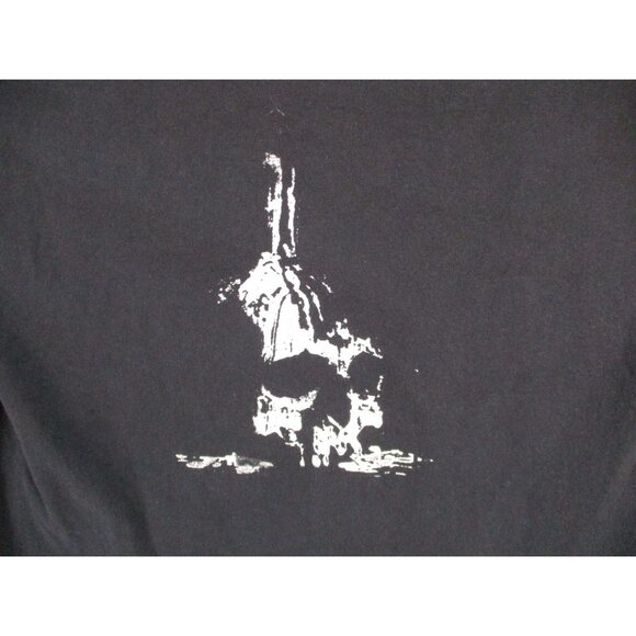 Gildan Heavy Cotton Sleeveless Black Shirt With Red & White Print Size S - Picture 3 of 10